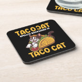Funny Feline TacoCat rückwärts geschrieben Taco Ca Getränkeuntersetzer (Linke Seite)