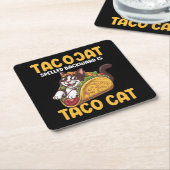 Funny Feline TacoCat rückwärts geschrieben Taco Ca Rechteckiger Pappuntersetzer (angewinkelt)