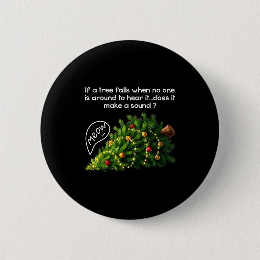 Funny Felines Pushing Christmas Tree Ugly Xmas Paj Button (Vorderseite)