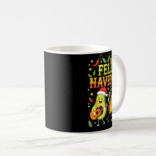 Funny Feliz Navidad Avocado Tacos Mexican Christma Kaffeetasse (VorderseiteRechts)