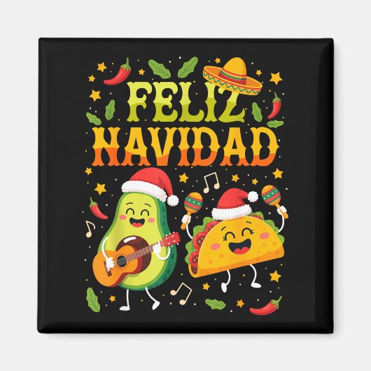 Funny Feliz Navidad Avocado Tacos Mexican Christma Magnet (Vorne)