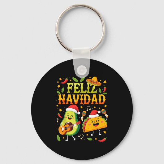Funny Feliz Navidad Avocado Tacos Mexican Christma Schlüsselanhänger (Vorderseite)