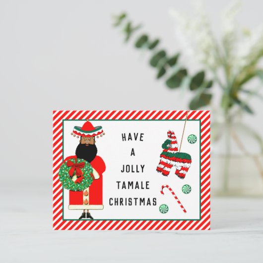 Funny Feliz Navidad Holiday Postkarte (Stehend Vorderseite)