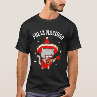 Funny Feliz Navidad Meowiachi Cat Weihnachten T-Shirt