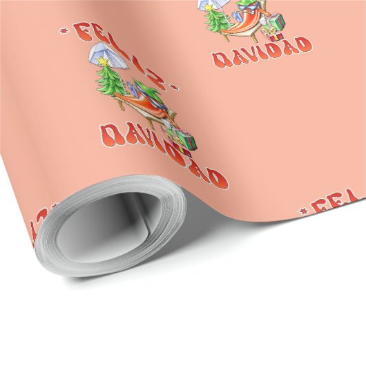 Funny Feliz Navidad Niedlicher Chili Geschenkpapier (Rolleneckpunkt)