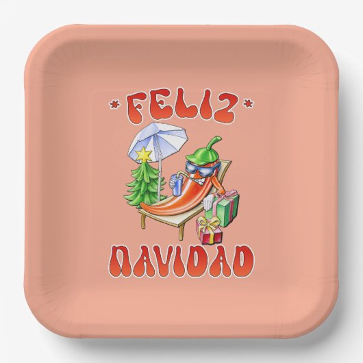 Funny Feliz Navidad Niedlicher Chili Pappteller (Vorderseite)