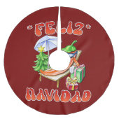 Funny Feliz Navidad Niedlicher Chili Polyester Weihnachtsbaumdecke (Vorderseite)