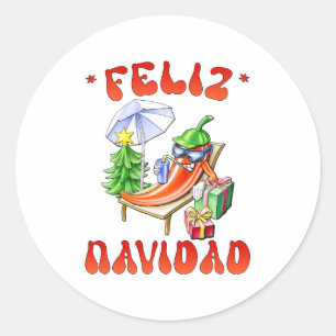 Funny Feliz Navidad Niedlicher Chili Runder Aufkleber