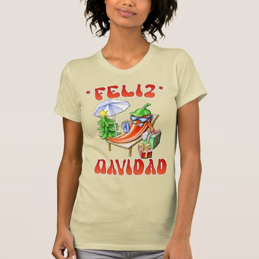 Funny Feliz Navidad Niedlicher Chili T-Shirt (Vorderseite)