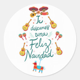 Funny feliz navidad runder aufkleber