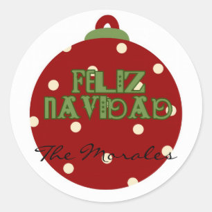 Funny feliz navidad runder aufkleber