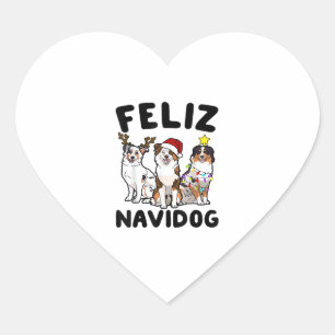 Funny Feliz Navidog Australian Shepherd Hundeliebh Herz-Aufkleber