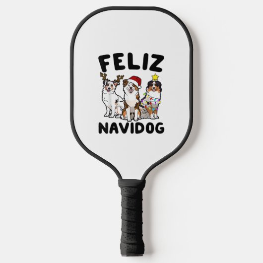 Funny Feliz Navidog Australian Shepherd Hundeliebh Pickleball Schläger (Vorderseite)