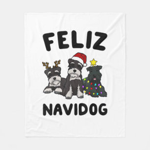Funny Feliz Navidog Miniature Schnauzer Hundeliebh Fleecedecke
