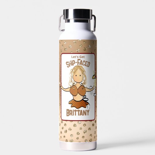 Funny Female Cartoon Bikini Sparkle Glitzer Party Trinkflasche (Vorne)