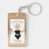 Funny Female Cartoon Grau Hair Parco Civico-Ciani Schlüsselanhänger (Rückseite)