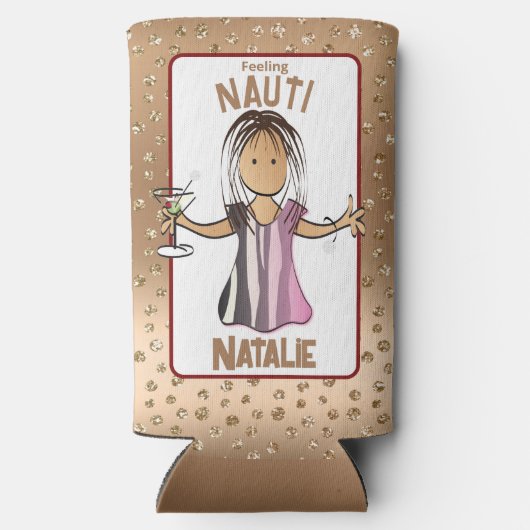 Funny Female Cartoon Schifffahrt Gefühl Nauti Selters Dosenkühler (Rückseite)