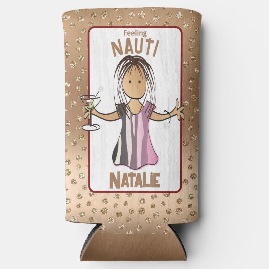 Funny Female Cartoon Schifffahrt Gefühl Nauti Selters Dosenkühler (Vorderseite)