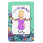 Funny Female Cartoon Tropical Vacation Cruise Magnet (Vertikal)