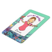 Funny Female Cartoon Tropical Vacation Cruise Magnet (Linke Seite)