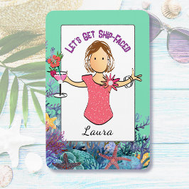 Funny Female Cartoon Tropical Vacation Cruise Magnet