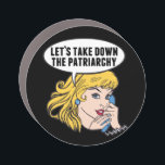 Funny Feminist Cool Pop Art Anti Patriarchat Zitat Auto Magnet<br><div class="desc">Lasst uns das Patriarchiegeschenk abnehmen. Niedliche Retro-Pop Kunst Feminismus Design für eine starke Pro-Wahl Frauen wählen für die weibliche Führung in unserem Land. Setzen Sie sich mit diesem coolen politischen Humor-Cartoon für Frauenrechte und Frauenförderung ein, der von einer hübschen blonden Führungspersönlichkeit begleitet wird, die einen FrauenMärz auf einem Vintagen Telefon...</div>