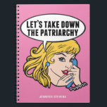 Funny Feminist Pop Art Anti Patriarchat Custom Pin Notizblock<br><div class="desc">Nehmen wir das Patriarchy-Notizbuch herunter. Niedliches Retro-Pop Kunst Feminismus Geschenk mit einem Monogramm für eine starke Pro-Wahl Frau wählen für die weibliche Führung in unserem Land. Setzen Sie sich mit diesem coolen politischen Humor-Cartoon für Frauenrechte und Frauenförderung ein, der von einer hübschen blonden Führungspersönlichkeit begleitet wird, die einen FrauenMärz auf...</div>