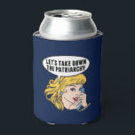 Funny Feminist Pop Art Anti Patriarchat Retro Frau Dosenkühler<br><div class="desc">Lasst uns das Patriarchiegeschenk abnehmen. Niedliche Retro-Pop Kunst Feminismus Design für eine starke Pro-Wahl Frauen wählen für die weibliche Führung in unserem Land. Setzen Sie sich mit diesem coolen politischen Humor-Cartoon für Frauenrechte und Frauenförderung ein, der von einer hübschen blonden Führungspersönlichkeit begleitet wird, die einen FrauenMärz auf einem Vintagen Telefon...</div>