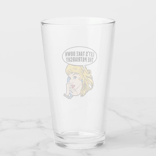 Funny Feminist Pop Art Anti Patriarchat Retro Frau Glas (Rückseite)