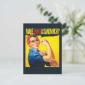 Funny Feminist Rosie Riveter Spaß Postkarte (Stehend Vorderseite)