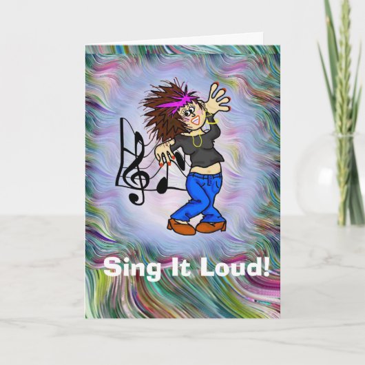 Funny Femme Rock Singer Geburtstagskarte Karte (Vorderseite)