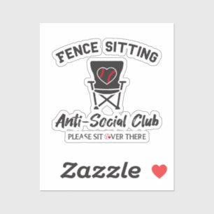 Funny Fence sitzt Anti Social Club Baseball Soft Aufkleber