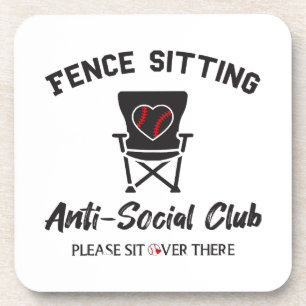Funny Fence sitzt Anti Social Club Baseball Soft Getränkeuntersetzer