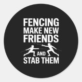 Funny Fencing Art For Men Women Kids Fencer Fencin Runder Aufkleber (Vorderseite)