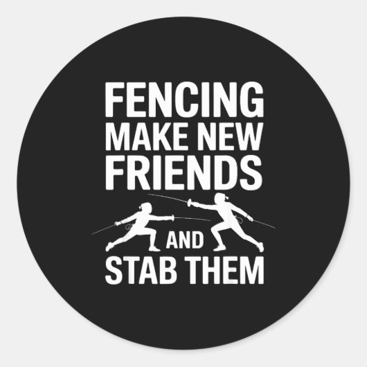 Funny Fencing Art For Men Women Kids Fencer Fencin Runder Aufkleber (Vorderseite)