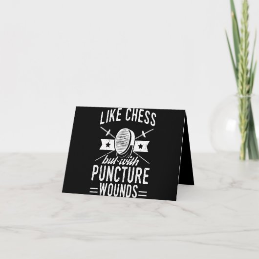 Funny Fencing Design wie Schach, aber mit Punktion Dankeskarte (Vorderseite)