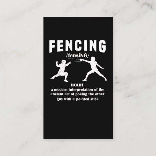 Funny Fencing Sports Sword Fencer Spaß Visitenkarte (Vorderseite)
