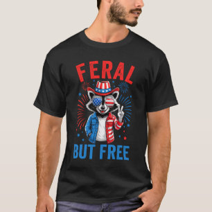 Funny Feral Aber Free USA Raccoon 4. Juli Männer W T-Shirt
