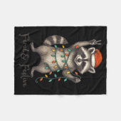 Funny Feral And Festive Raccoon Santa Hat Retro Ch Fleecedecke (Vorderseite (Horizontal))