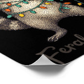 Funny Feral And Festive Raccoon Santa Hat Retro Ch Poster (Ecke)