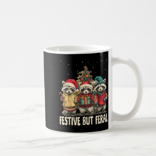 Funny Feral But Festive Christmas Raccoons Xmas Ho Kaffeetasse (Rechts)
