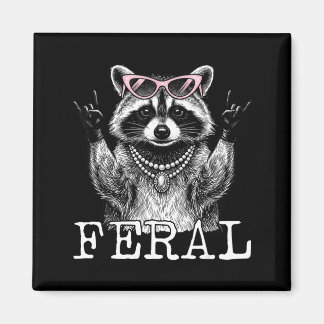 Funny feral raccoon feral girl summer raccoon magnet