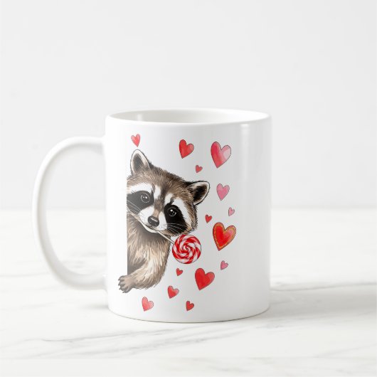 Funny Feral Raccoon Valentine's Day Sarcastic Humo Kaffeetasse (Links)