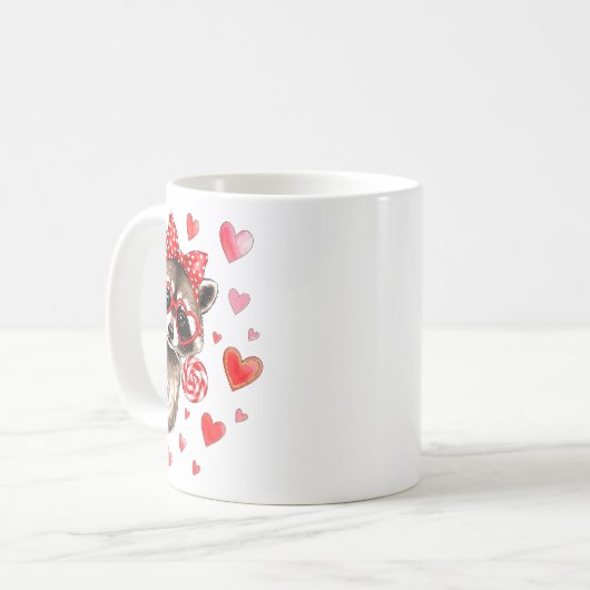 Funny Feral Raccoon Valentine's Day Sarcastic Humo Kaffeetasse (Vorderseite Links)