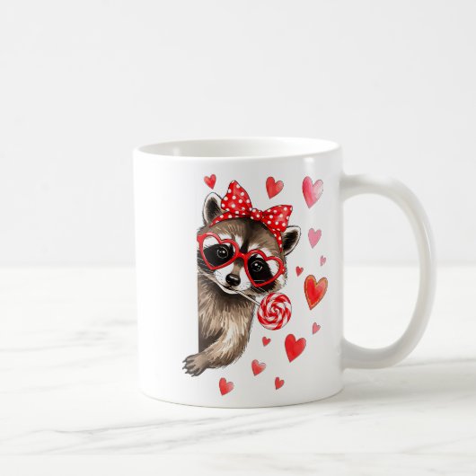 Funny Feral Raccoon Valentine's Day Sarcastic Humo Kaffeetasse (Rechts)