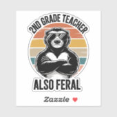 Funny Feral Teacher 2nd Grade Teacher Custom-Cut Aufkleber (Blatt)