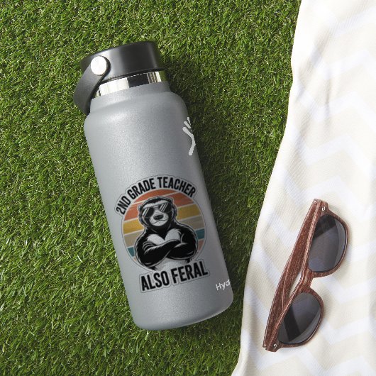 Funny Feral Teacher 2nd Grade Teacher Custom-Cut Aufkleber (HydroFlask Insitu)