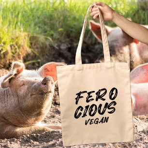 Funny Ferocious Vegan, Minimalistisch Tragetasche