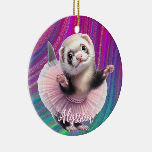 Funny Ferret im Ballett von Tutu Keramik Ornament (Rechts)