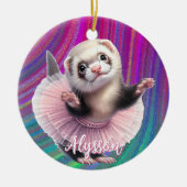Funny Ferret im Ballett von Tutu Keramik Ornament (Vorne)
